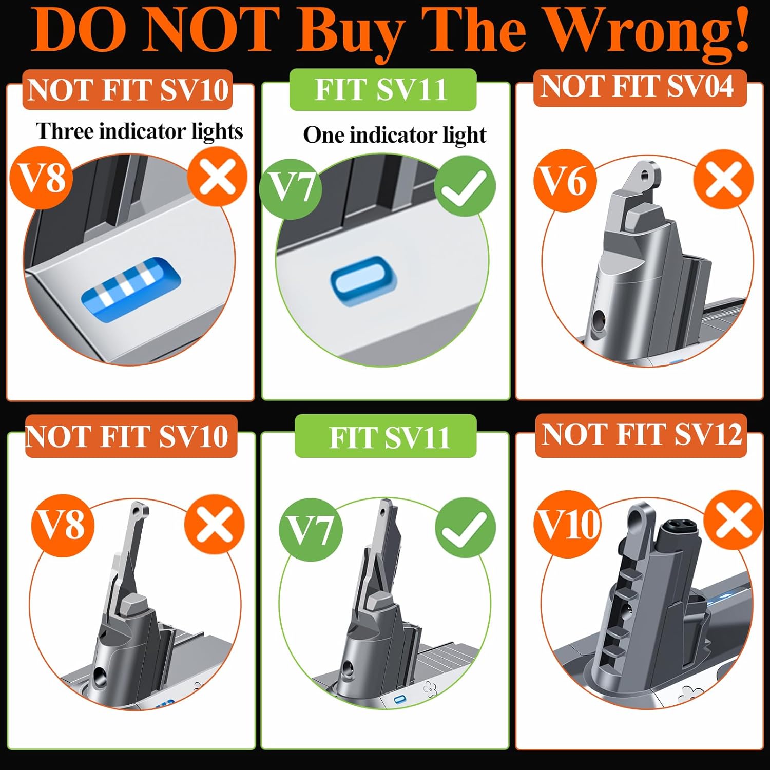 Premium 21.6V V7 Battery Replacement for Dyson V7 Battery Replacement SV11 Motorhead Animal Trigger Car+Boat Fluffy Allergy Cordless Vacuum Cleaners BOTKK