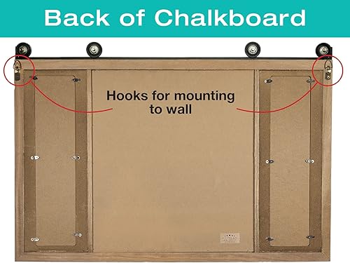 Miniatura 4 de Excello Global Products Pizarra de madera rústica con cuatro fotos escondidas de 4 x 6 pizarra magnética grande montada en la pared, perfecta para