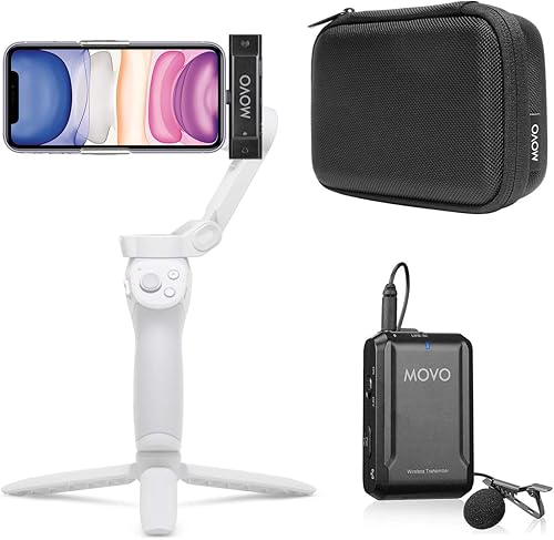 Movo Edge-DI Lavalier inalámbrico para iPhone, micrófono compacto perfecto para estabilizador de cardán de teléfono inteligente, ideal para