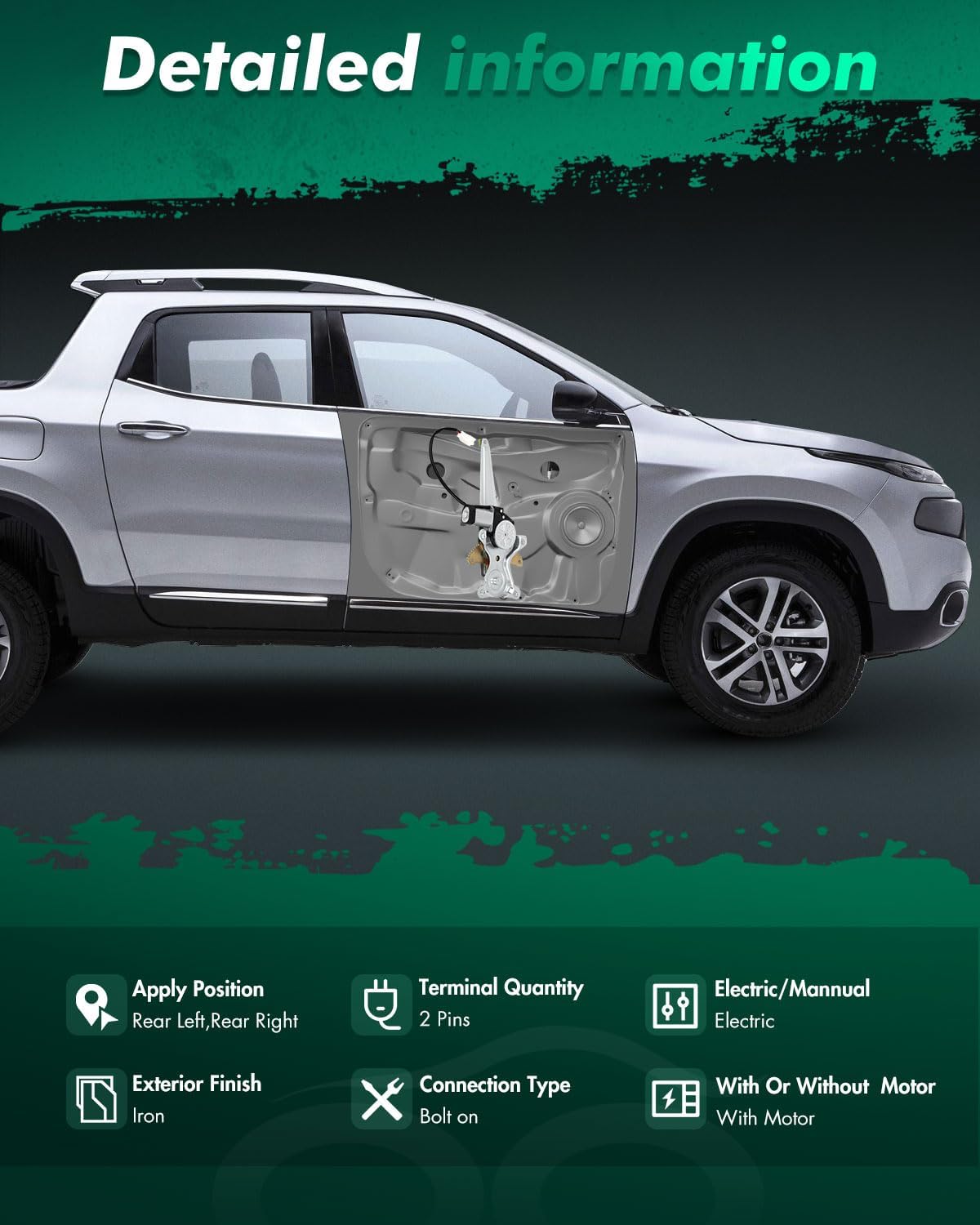 SCITOO Power Window Regulator and Motor fit for 2001 2002 2003 2004 2005 2006 2007 for Toyota for Highlander Rear Left,Rear Right Side 741-099