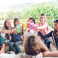 Vista 6 de Vasos que cambian de color con tapas y pajitas, 7 vasos reutilizables a granel de plástico para adultos y niños, vaso de 24 onzas