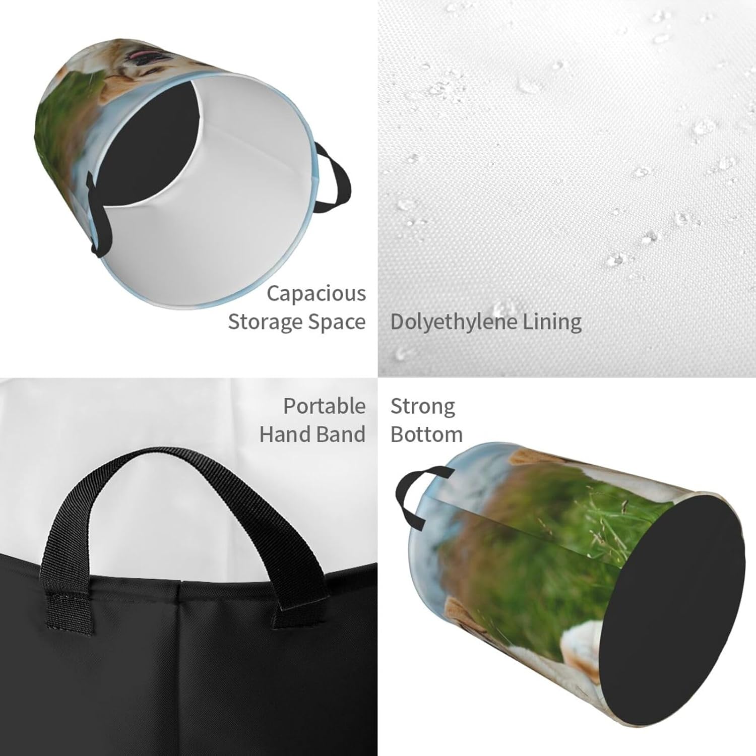 cute Labrador Dog Print Laundry Basket, Foldable Laundry Hamper Round Large Clothes, Storage Bucket Toy Organizer For Bathroom Laundry Storage Bedroom