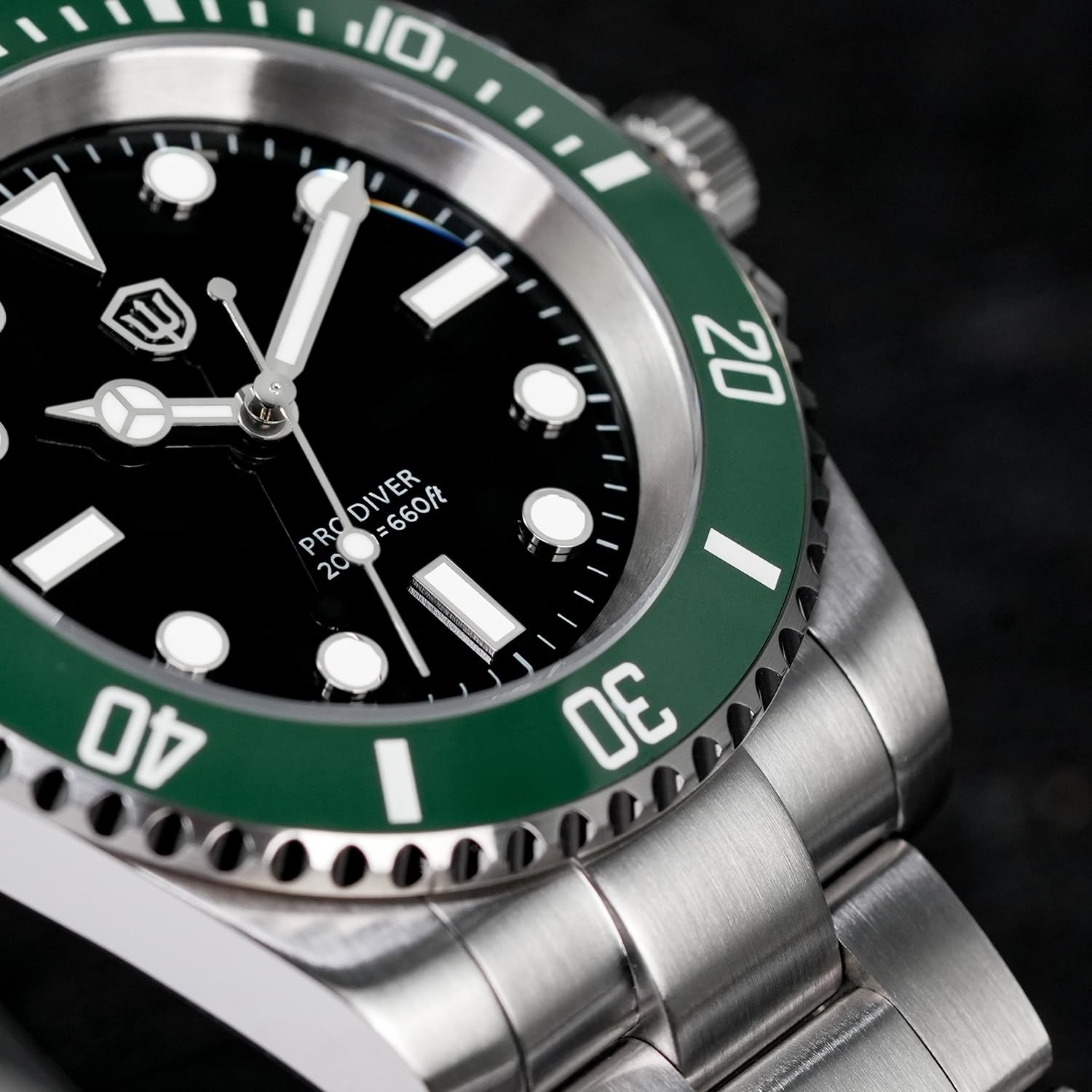 watchdives Reloj de buceo profesional, WD1680Q V2 Japón VH31 Barrido Segundo Cuarzo Reloj de Pulsera de 40 mm Cristal de Zafiro Reloj de 200 m Impermeable Luminoso Reloj Analógico