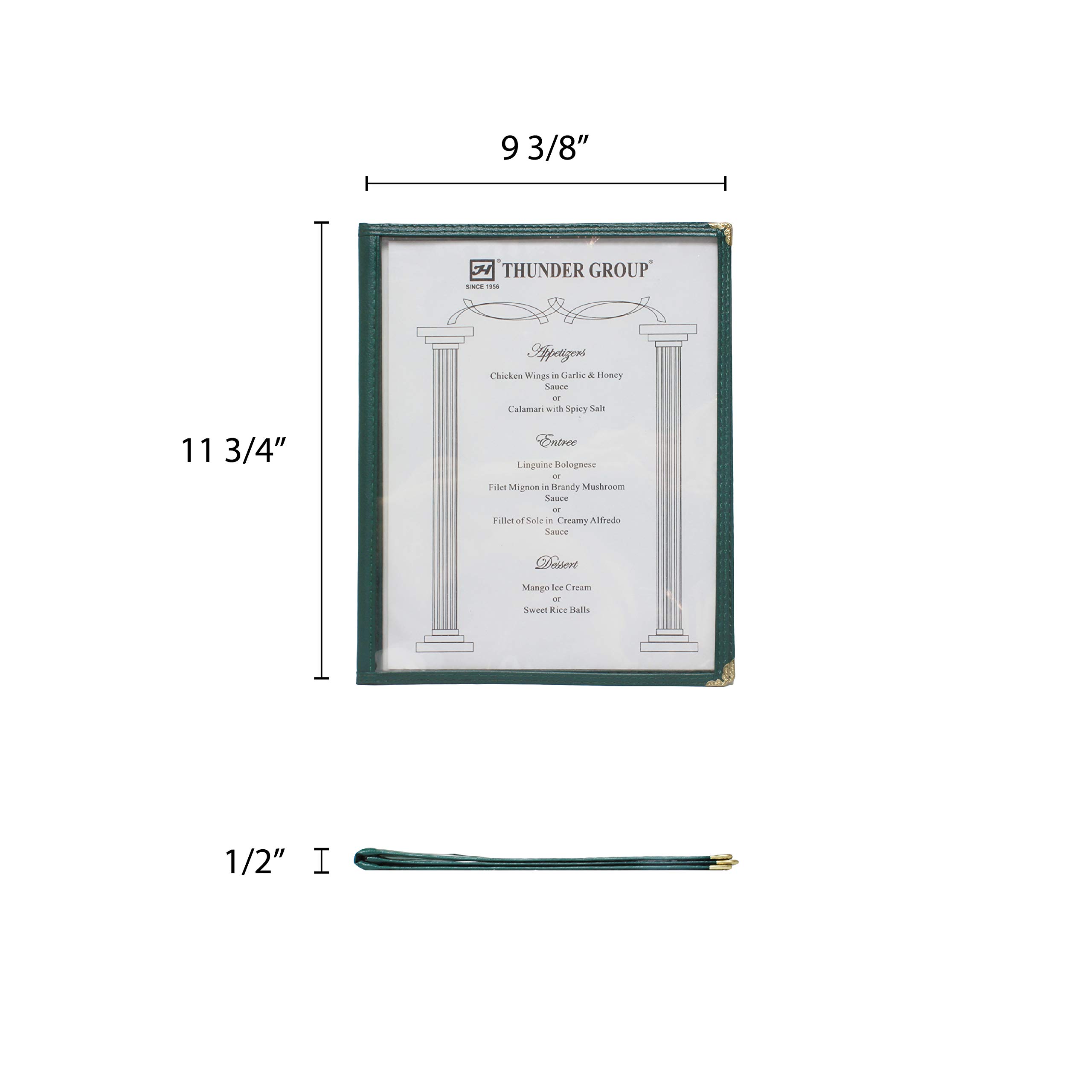 Thunder Group PLMENU-L3BR Cubierta de menú Plegable de 3 páginas, 8 1/2 x 11 Pulgadas, Color Verde, Plástico