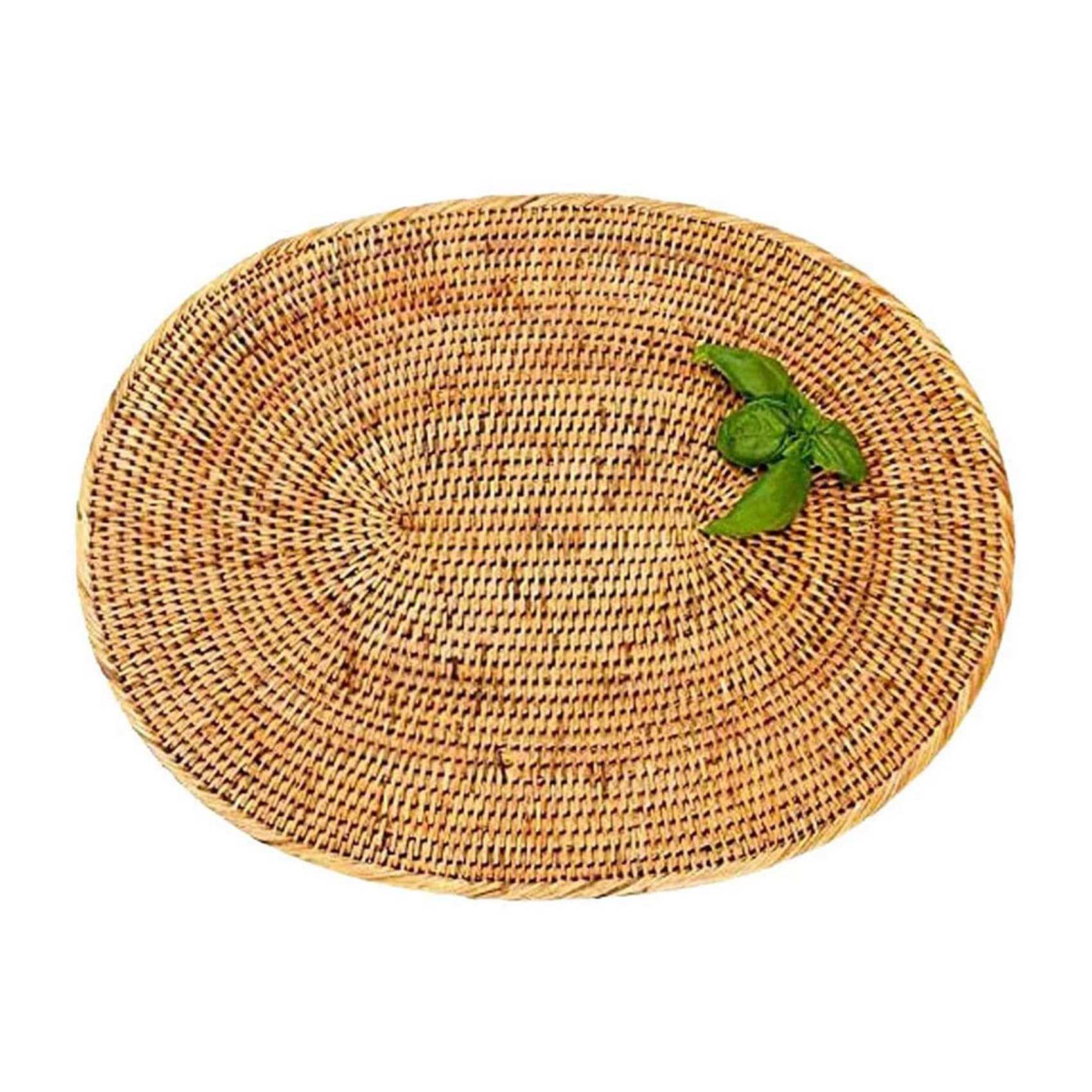 Tovaglietta Ovale Tovaglietta ovale in rattan da 6 pezzi facile da usare, rattan naturale tessuto a mano, accessori for la cerimonia del tè, adatto for sala da pranzo, cucina, ecc.