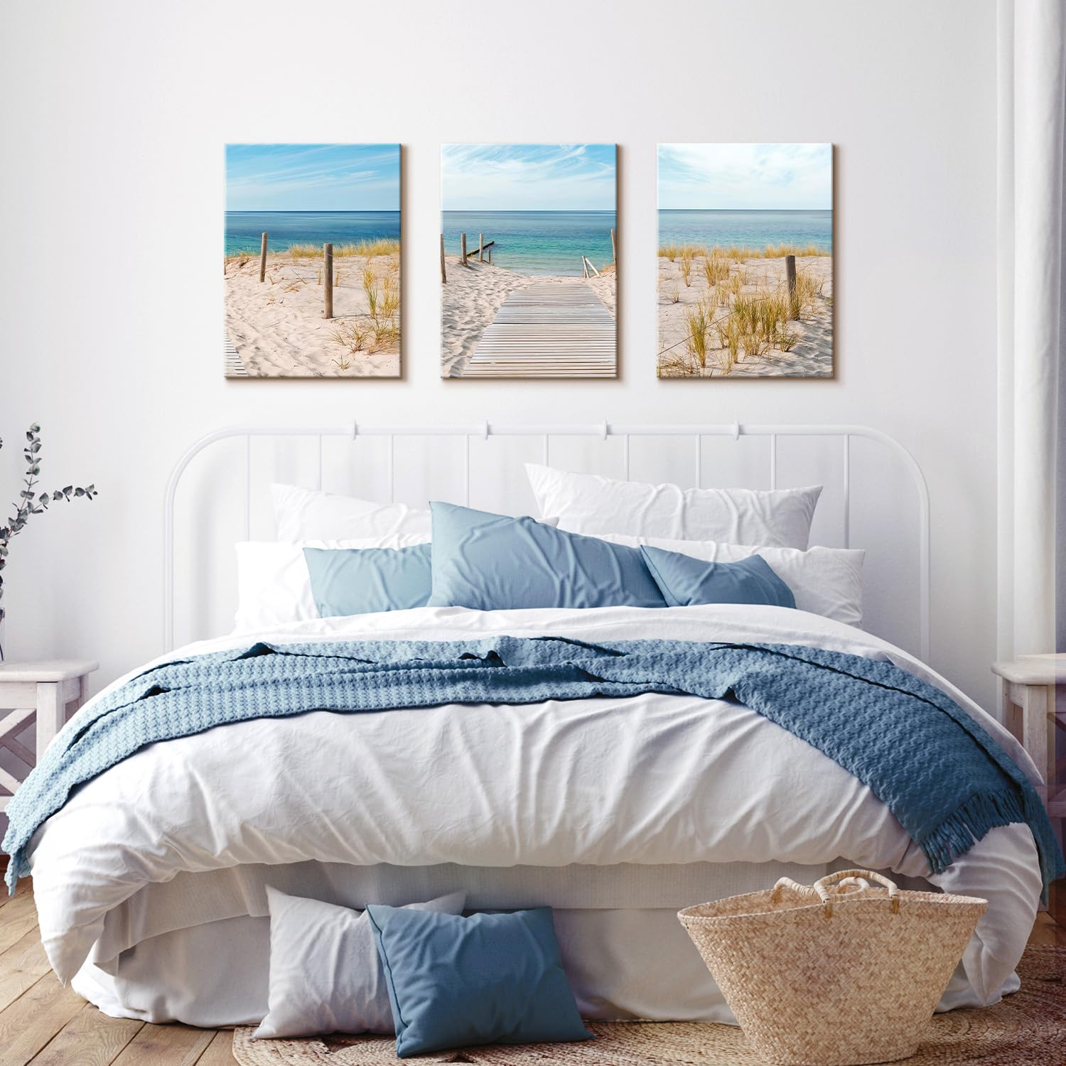 Dazzlewall Plage Murale Art Affiche 3 Pcs Ciel Bleu Mer Côte 12x16 in