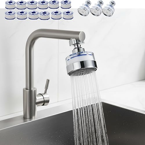 Paquete de 3 grifos de filtro de agua para fregadero, filtro universal de fregadero de baño giratorio de 360°, filtro de agua para grifo de cocina,