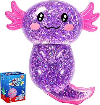 Glitter Stress Relief Toy, Soft Fidget Squishy Sensory ToyPurple