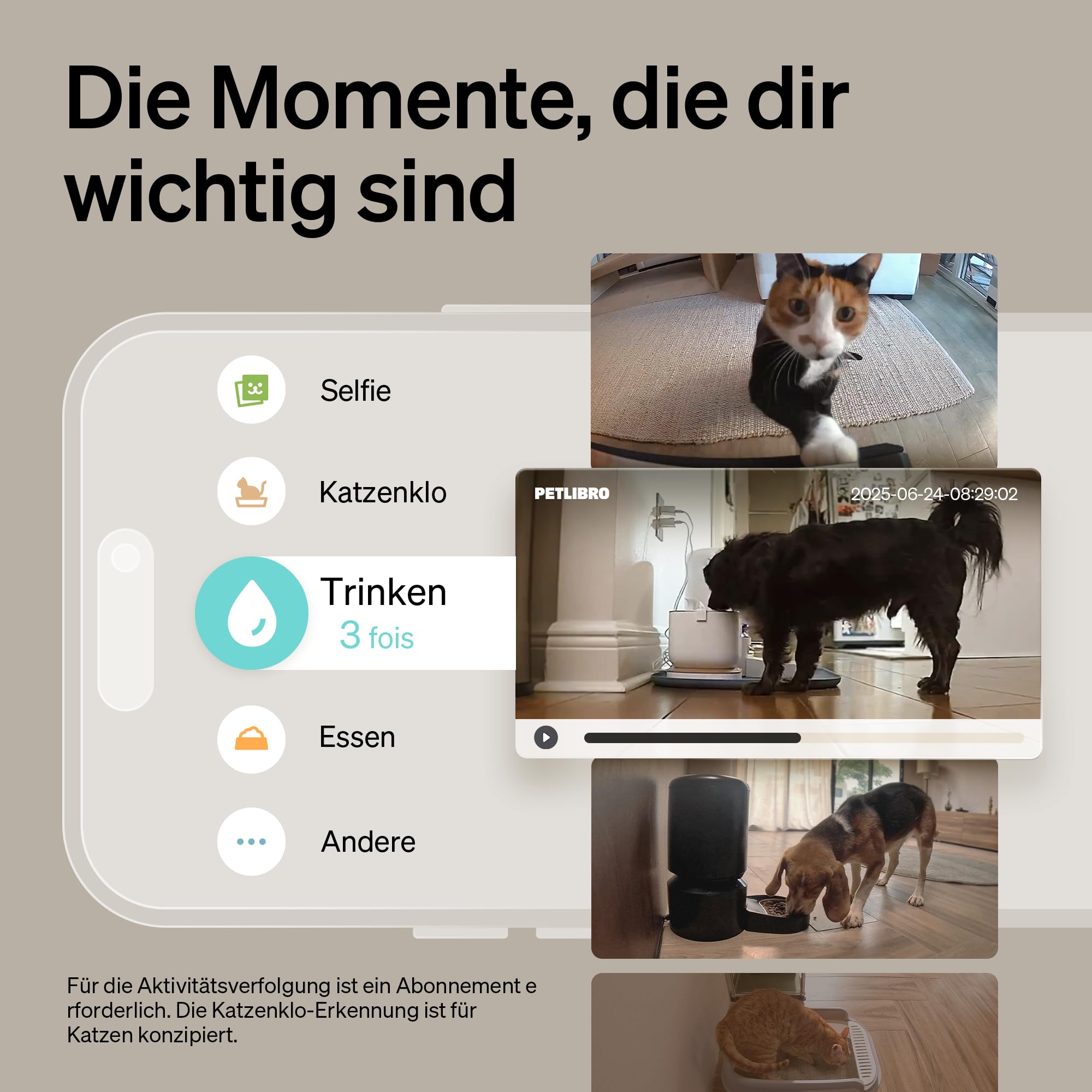 PETLIBRO Haustierkamera mit App, 360° HD Hundkamera, KI-gesteuert Haustierkamera für den Innenbereich für Multi-Tiererkennung, Aktivitäts-Tracking, Tägliche Smart-Summary, Farb-Nachtsicht mit 1080p