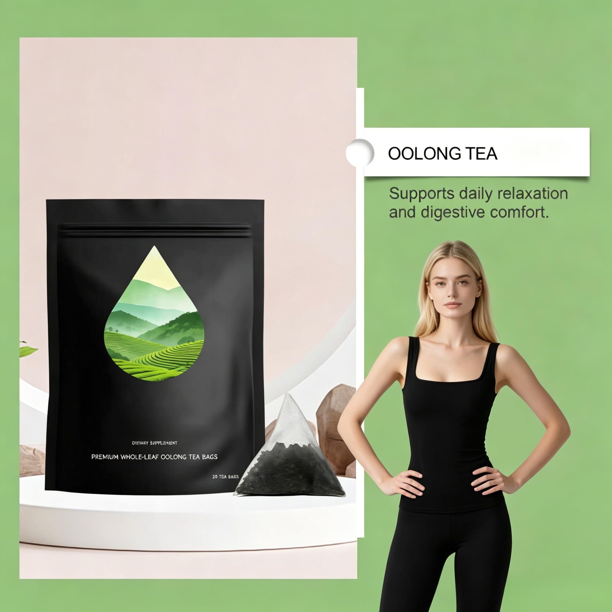 Sanfte leichte Oolong-Teebeutel for Entspannung und Klarheit | Verdauungskomfort | Beruhigende Stimmung | Mildes Gebräu | Komfortabel(5pcs)