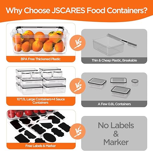 Miniatura 2 de Juego de 28 recipientes de almacenamiento de alimentos con tapas (14 tapas y 14 recipientes), herméticos sin BPA, aptos para microondas,