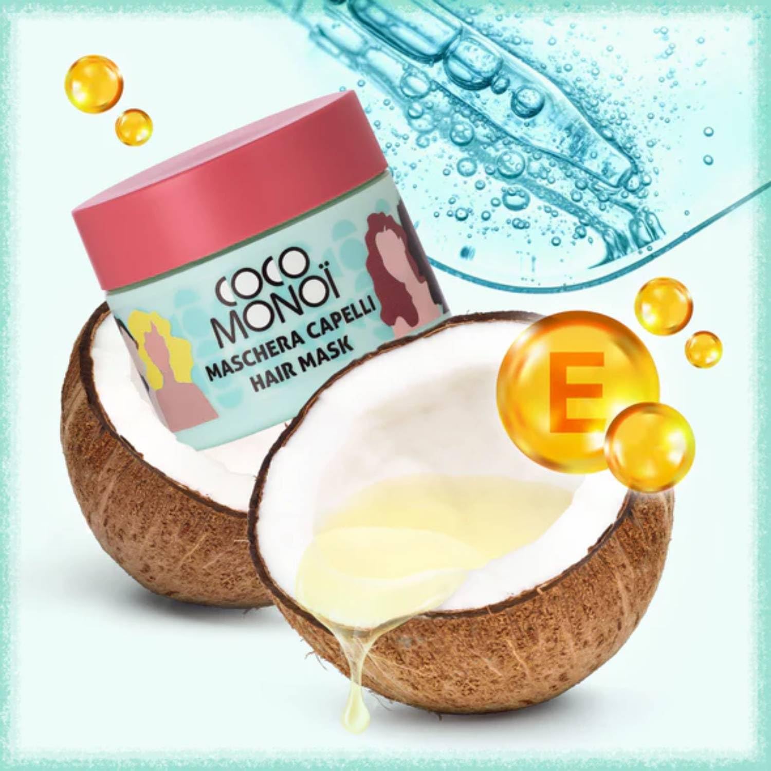 Maschera Capelli 3in1 con Olio di Cocco e Monoi – Idratante, Nutriente e Riparatrice – Vaso 250 ml – Trattamento Capelli Secchi, Sfibrati o Crespi (Maschera+Shampoo)
