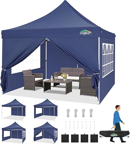 Miniatura 18 de COBIZI Carpa 10x20 Pop Up con paredes laterales, carpa comercial impermeable Ez al aire libre, cenador instantáneo con protección UV 50+ para