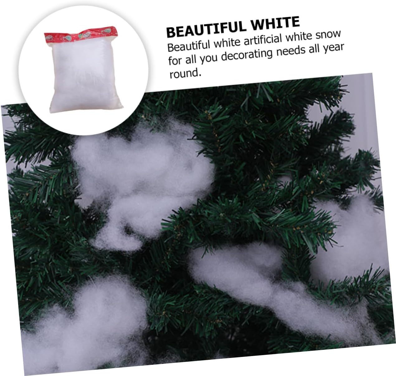 Artificial Cotton Snow 2pcs, Christmas Fake Snow Decor for Holiday Indoor Winter Wonderland Displays and Party Decorations