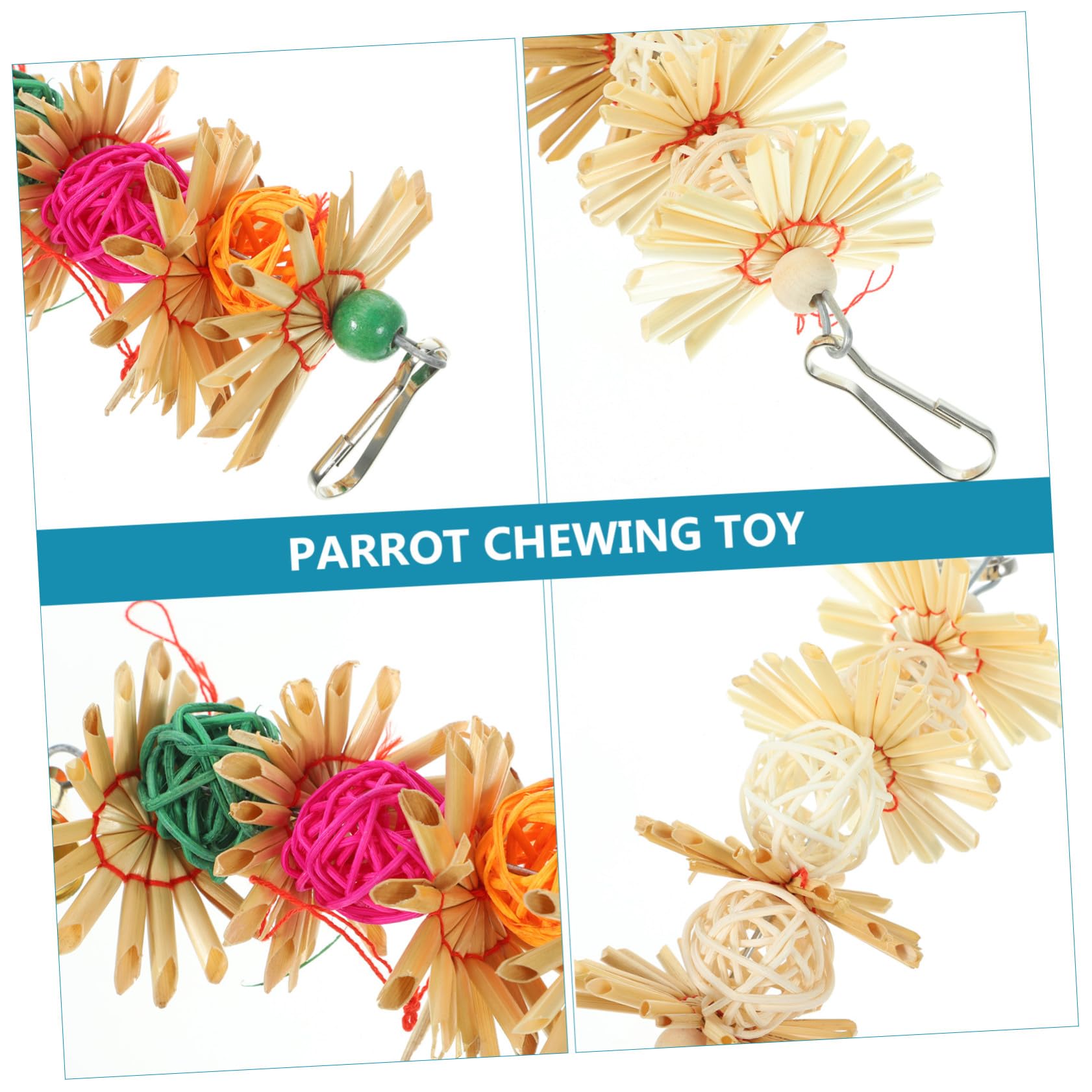 UKCOCO Jouet à Mordre pour Perroquet en Rotin Naturel, Balle Suspendue pour Perroquets et Perruches, Lot de 2 Pièces, pour Jouer et Mâcher Couleur Aléatoire