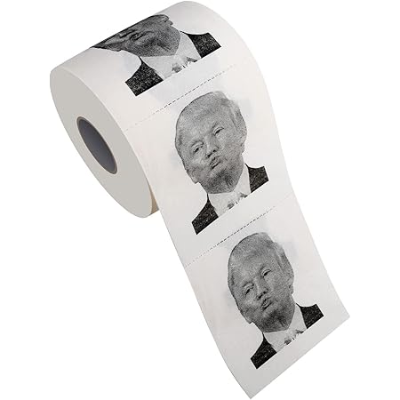 Richboom Donald Trump Toilet Paper - 3 Ply Bath Tissue, 320 Sheets, 1 Roll - Novelty Toilet Paper - Christmas Party Favor White Elephant Political Gag Gift - Trump Kiss Prank Funny Joke Toilet Paper