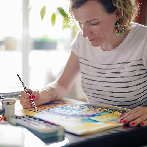 Miniatura 5 de Juego de pinceles de punta redonda, 6 pinceles de artista para pintura de acrílico al óleo acuarela, gouache, pincel de nailon de alta calidad para