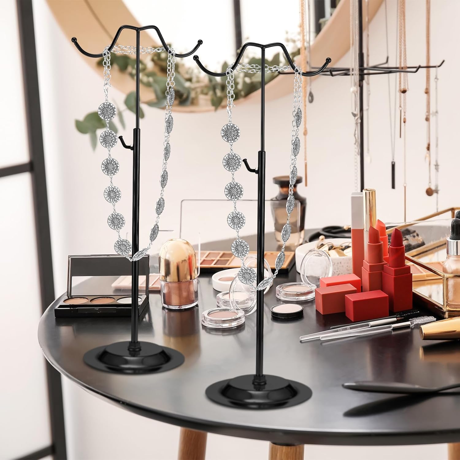 Weysat 4 Pcs Purse Holder Adjustable Handbag Display Stand Double Hook Metal Bag Hanger Hat Jewelry Display Rack for Closet, Tabletop, Table, Boutique, Store, Retail Use(Black) - Image 7