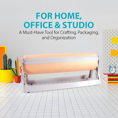 Miniatura 4 de MetCrafted Dispensador de papel metálico para montaje en pared, gris (rollo de papel de 24 pulgadas de ancho, cortador dentado - montado en la pared)