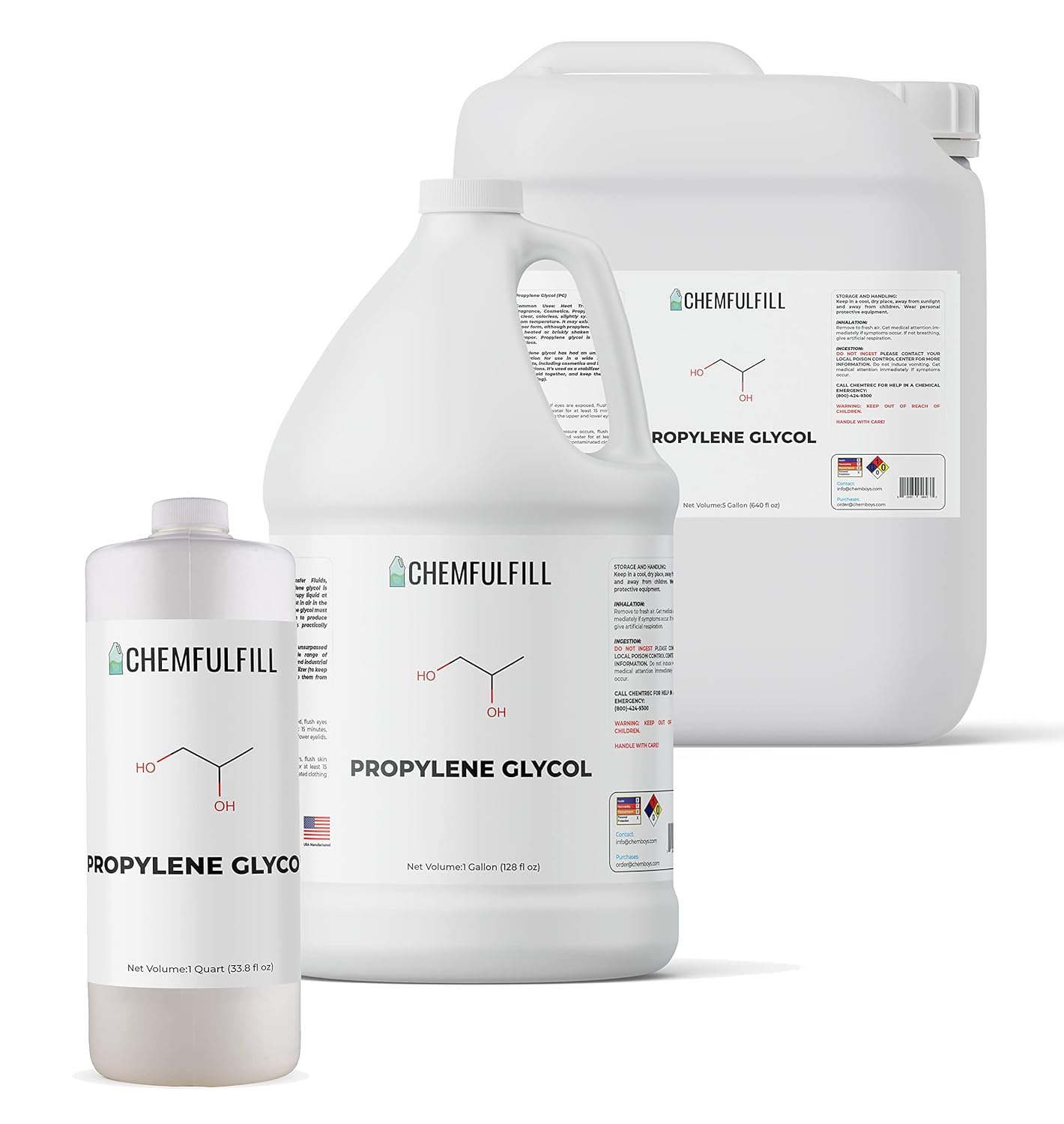 Chemfulfill Propylene Glycol - High Purity Industrial PG (Propane-1,2-diol) (Gallon (128 fl oz))