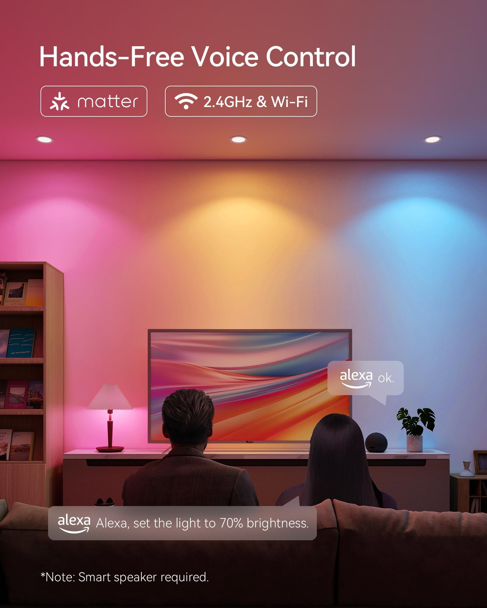 Matter Smart Light Bulbs, Color Changing Light Bulb for Halloween, hub Required,A19 60W,2.4Ghz WiFi only,Compatible with Alexa Google Assistant, Apple Home,16 Million Colors RGBCW,1 Pack