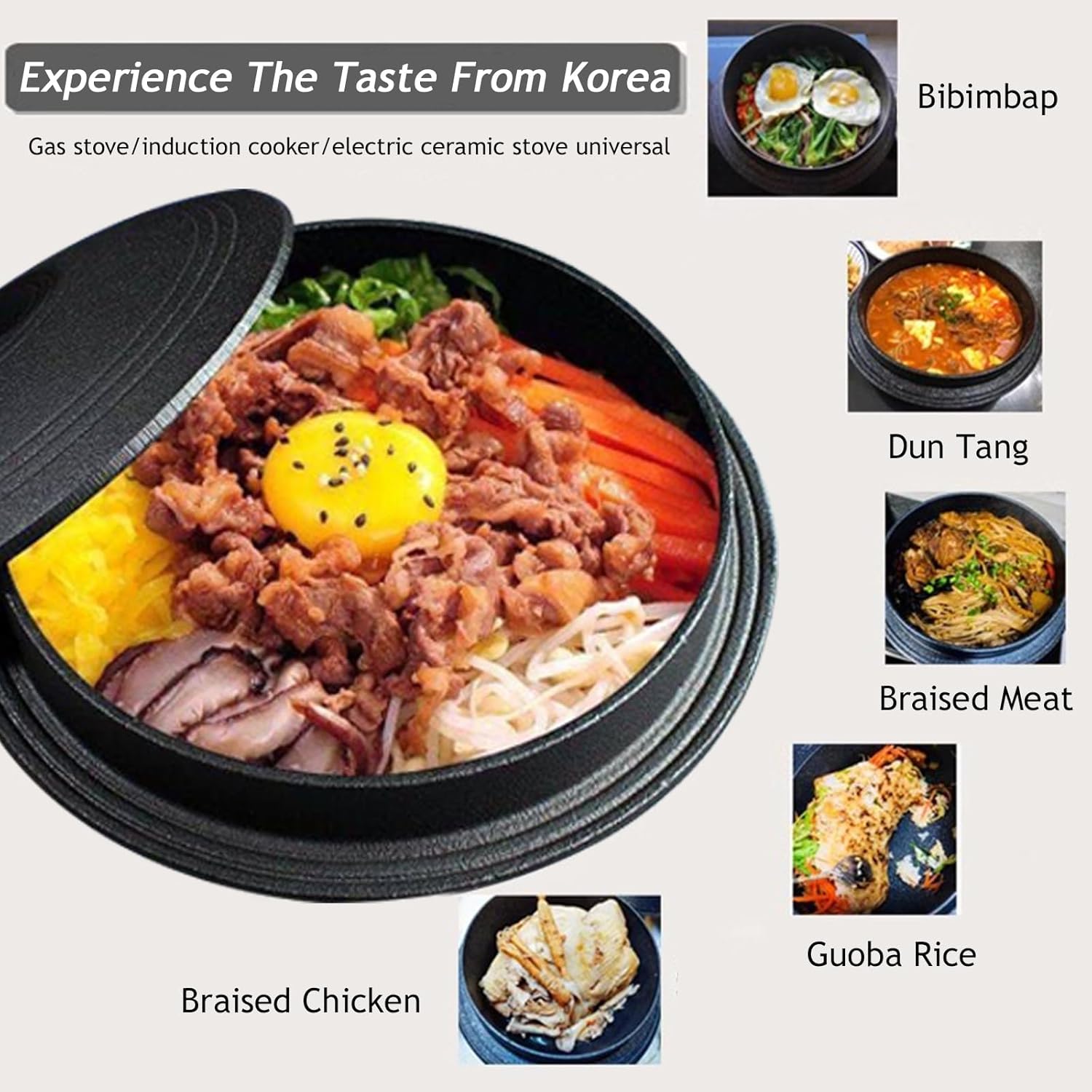Korean Traditional Cast Iron Pot, Heavy Duty Dutch Oven with Lid, Rice Stew Skillet Cookware for Braising Stews Roasting, Induction Cooker Safe(D20cm)