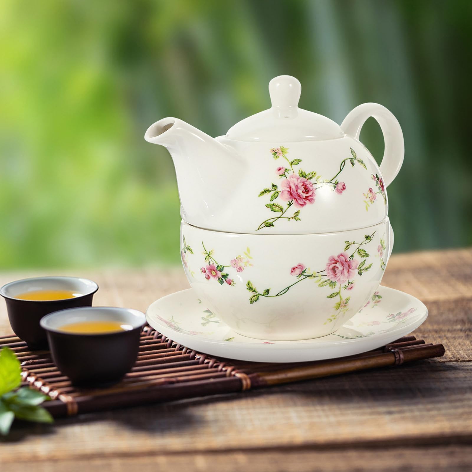 Service à Thé en Céramique Théière et Soucoupe Kit de Tasses pour Cérémonie du Thé Oriental