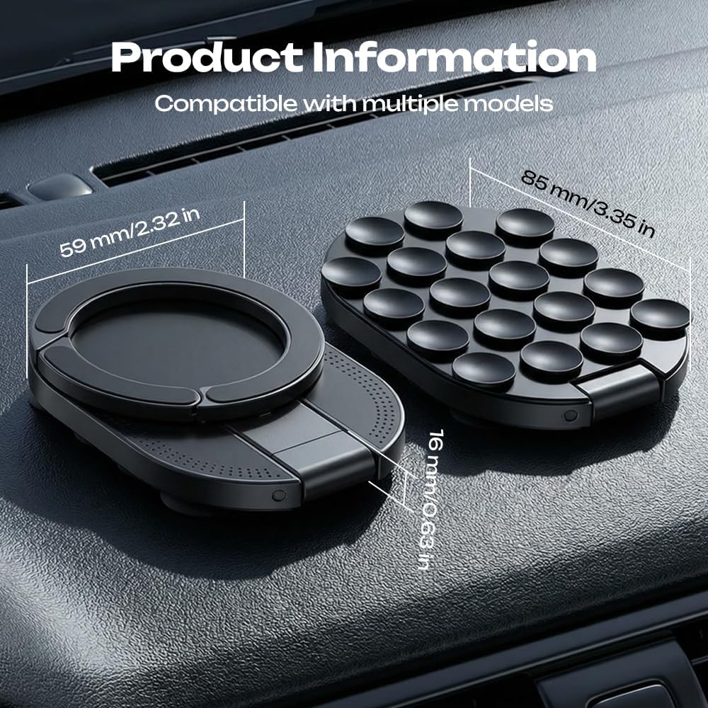 3-in-1 Suction Magnetic Phone Holder, 2026 New 360° Rotatable Phone Tripod Mount Magnetic Gym Phone Holder, Ideal for Car Dashboard, Gym, Kitchen, Office (3PCS)