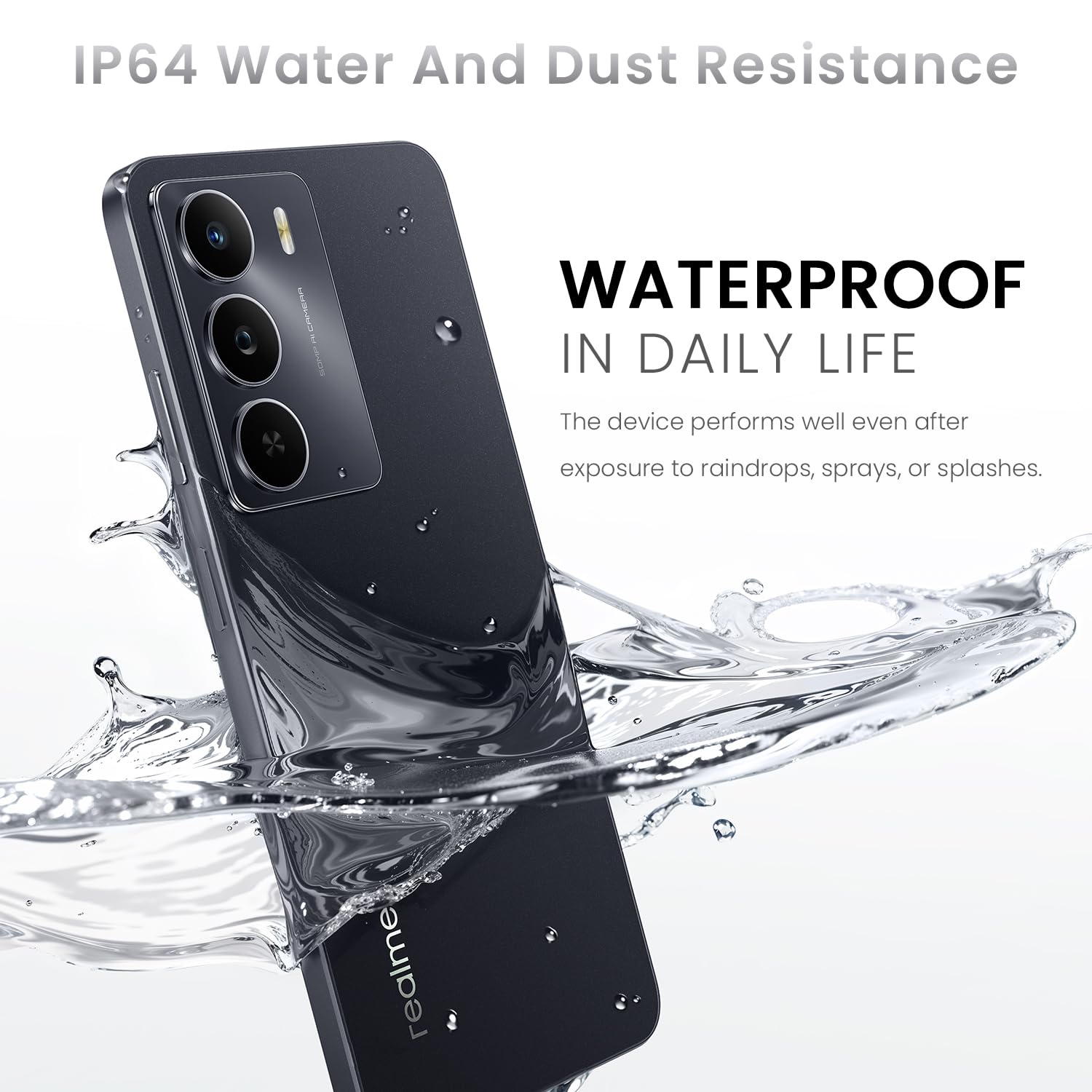realme 14x 5G Smartphone 6+128GB, Nero Carbonio, Schermo 6.67 pollici, Refresco a 120Hz, Batteria 5000mAh, Fotocamera AI da 50MP, MediaTek Dimensity 6300, Protezione ArmorShell, IP64