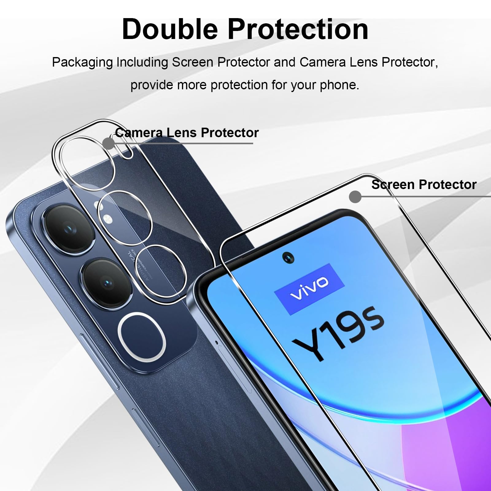Vetro Temperato 9H Per Vivo Y19s – 2 Pezzi, Full Screen, Antiurto E Antigraffio, Con Strumento Di Installazione, Compatibile Con Custodia