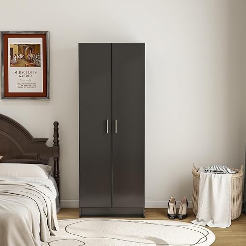 Miniatura 5 de Panana Armario de dormitorio de 2 puertas Armario de dormitorio Armarios de dormitorio Armarios para Negro