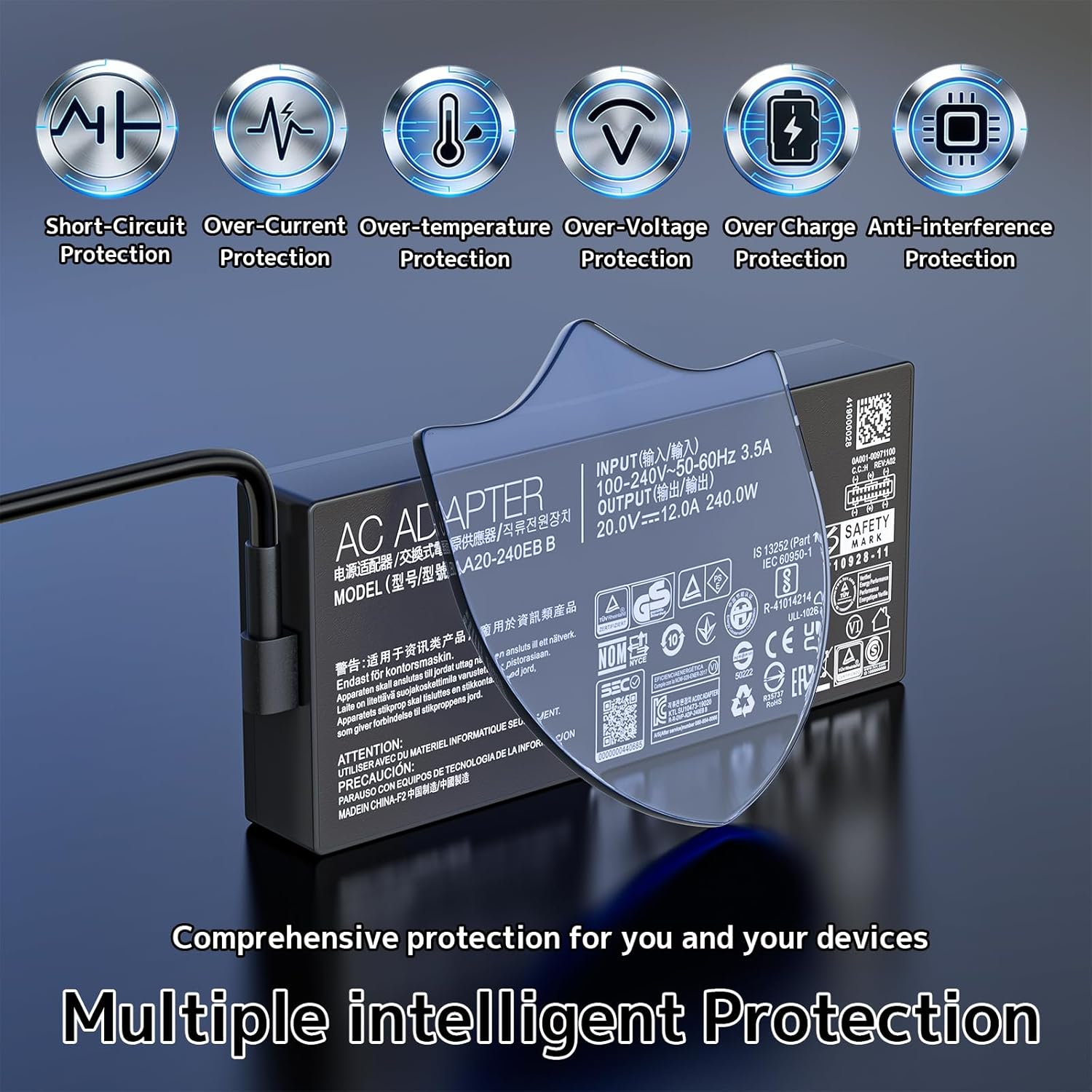 240W Power Supply Charger Replacement for ASUS Laptop, ROG Zephyrus G16 G14 GU605 GA605 GA403 Flow Z13 GZ302 TUF A14 A16 A18 FA401 FA608 FA808 ProArt P16 PX13 H7606 HN7306 Gaming V16 V3607 AC Adapter