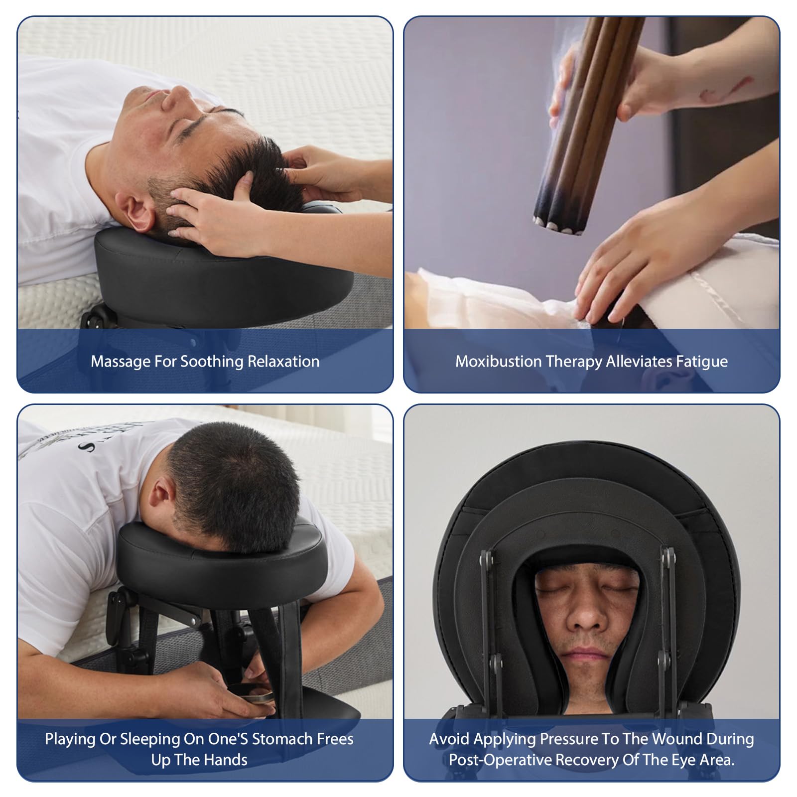 Massage Kopfstütze für Bett, Massagetisch Gesicht Wiege Mit Kissen, Massagekissen Kopf Loch, Universal Verstellbare Kopfstütze Gesicht Unterstützung Halterung, für Massagetisch U-Förmige Kissen
