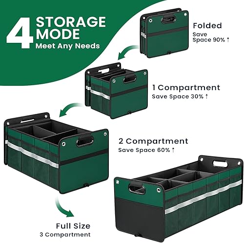 Miniatura 5 de Organizador de maletero de automóvil, organizador de almacenamiento de automóvil, multicompartimento plegable para automóvil, SUV, sedán, camión,