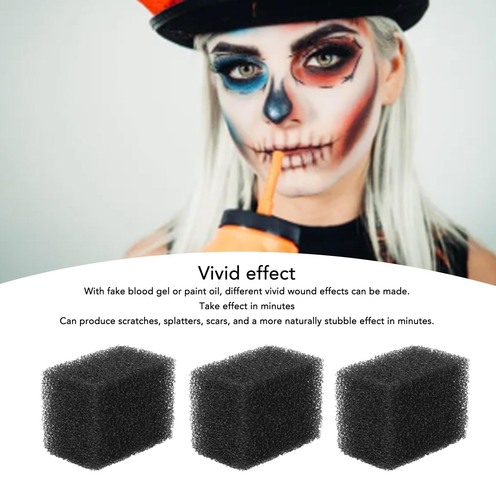12pcs Stipple Sponge Block with Vivid Effect for Halloween Makeup, Special Effects Makeup Sponge for Stubble Bruise Bleeding Effect (Thin Hole)