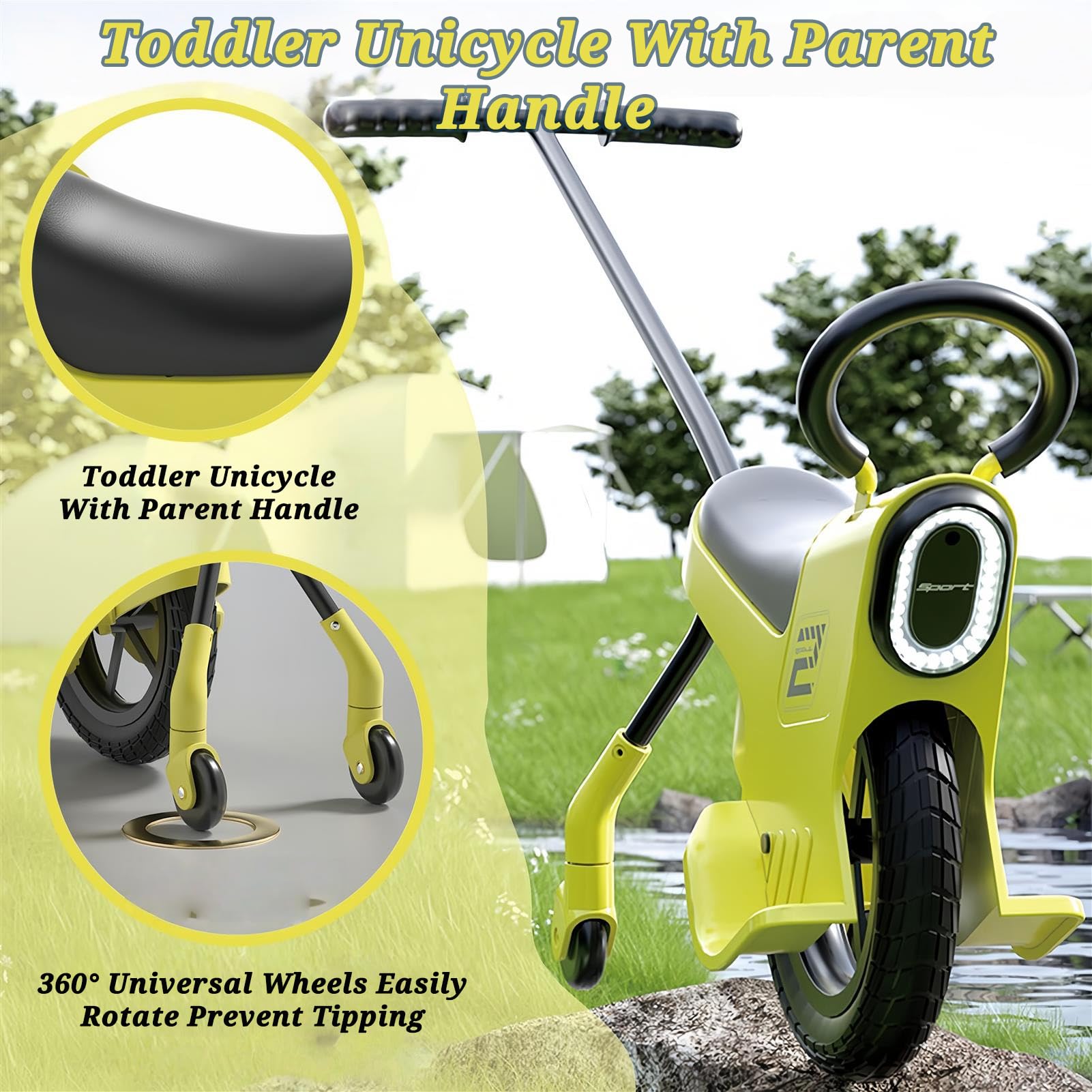 Monocycle à Pousser pour Enfants, Tricycle 2 en 1 pour Tout-Petits, Voiture D'éQuilibre à Pousser pour Parents Et Enfants, pour L'IntéRieur Et L'ExtéRieur