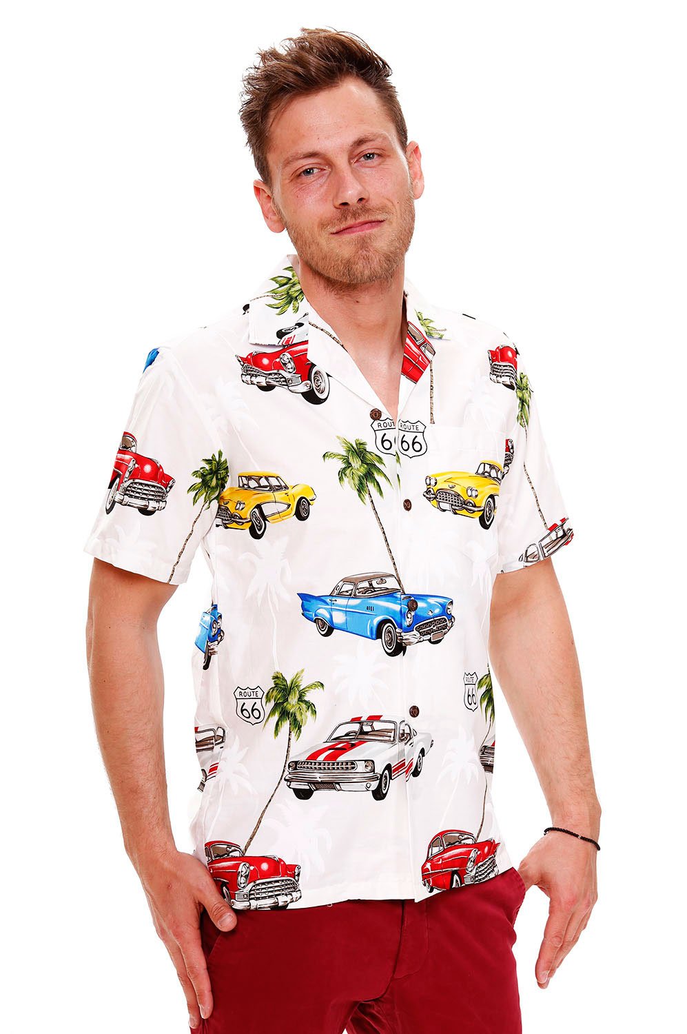 P.l.a. White Pla Original Hawaiian Shirt 66 Car, Xl