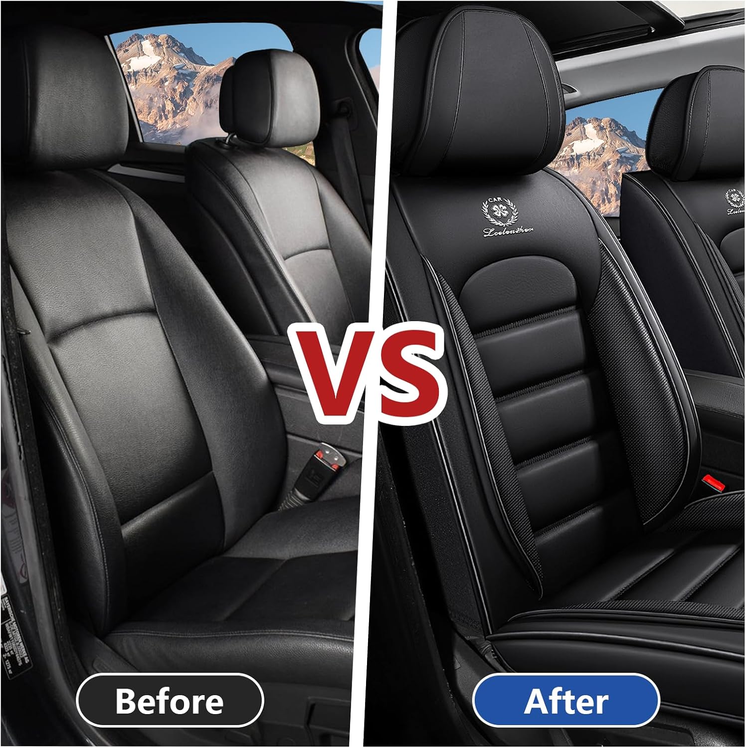 Front Seat Cover for Chevy Monte Carlo 1998-2007,Waterproof Faux Leather Car Seat Covers,Car Seat Protectors,Deluxe and Breathable Interior Covers for Cars(Front Set,Black)