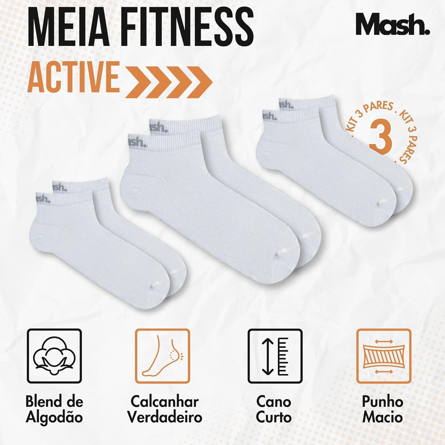 Kit 3 Pares Meia Sapatilha Cano Curto Esportiva Active Com Algodão Unissex Mash em promoção! Veja a oferta e mais achadinhos de Moda íntima 8 Hoje é o melhor dia para comprar Kit 3 Pares Meia Sapatilha Cano Curto Esportiva Active Com Algodão Unissex Mash com aquele preço maroto! Promoção! Aproveite a oferta! 8
