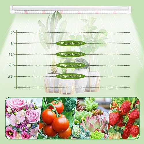 Miniatura 4 de GYTF T5 Luces de crecimiento, 408 bombillas LED blancas de espectro completo de alto PPFD tiras de luz para plantas de interior, invernadero, inicio