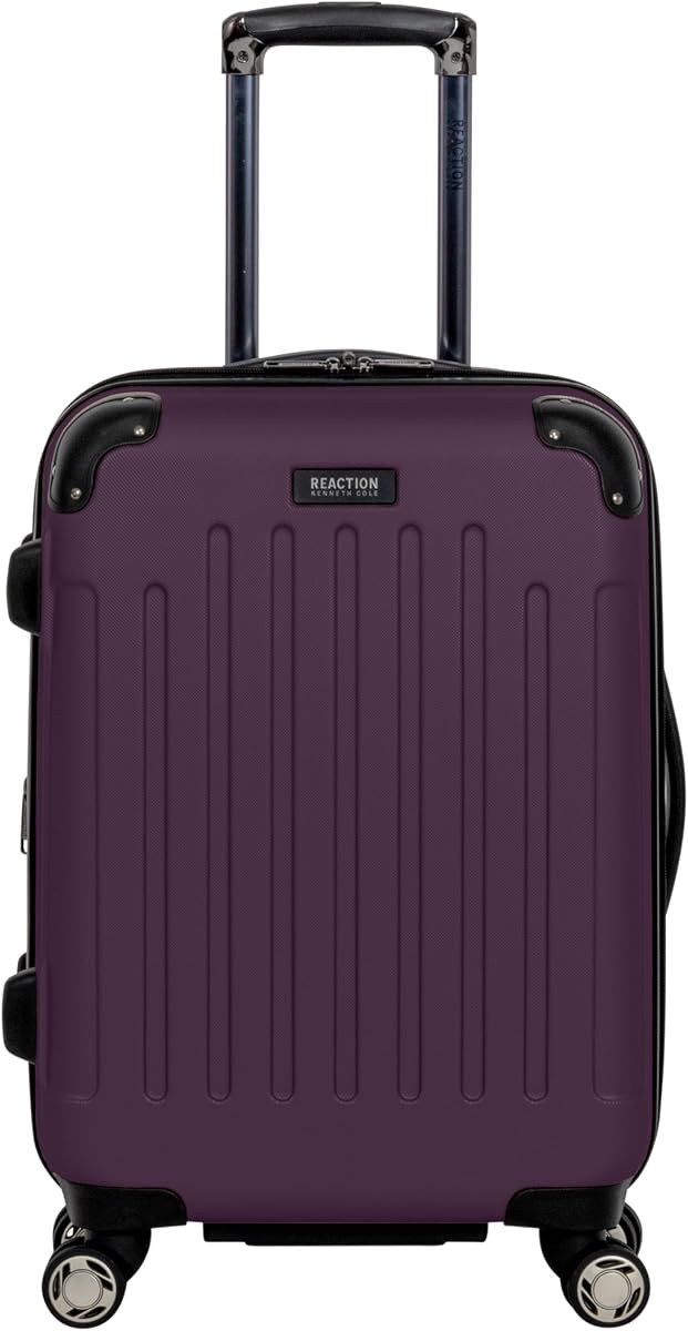 Renegade Equipaje Maleta rígida ligera con ruedas giratorias expandibles de 8 ruedas, color ciruela medianoche, equipaje de mano de 20 pulgadas