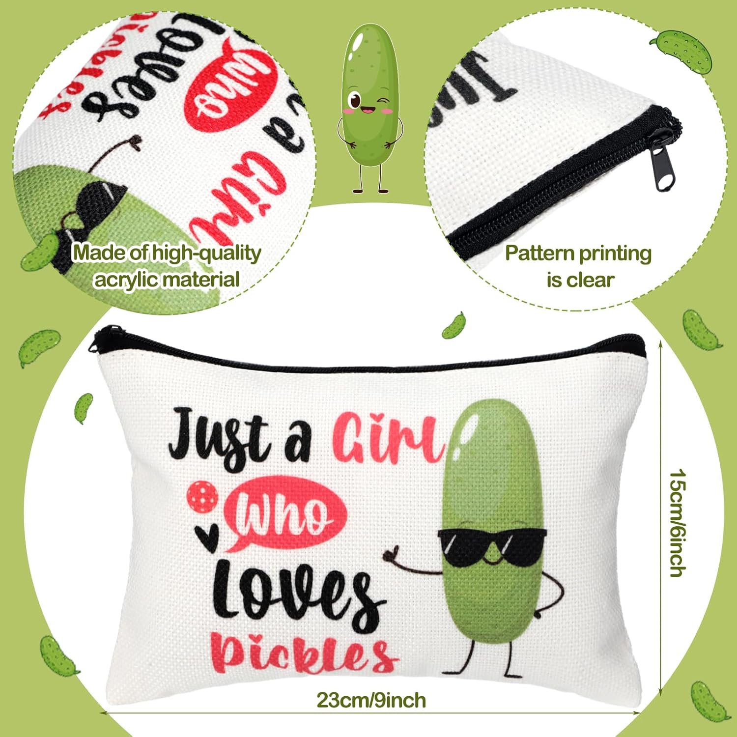 Soaoo Funny Valentines Pickle Gifts for Women Just a Girl Who Loves Pickle Gifts for Lovers Makeup Bag 12 oz Stainless Steel Tumbler Sock Present Box for Valentines' Day Birthday(Pink and White) - Image 5