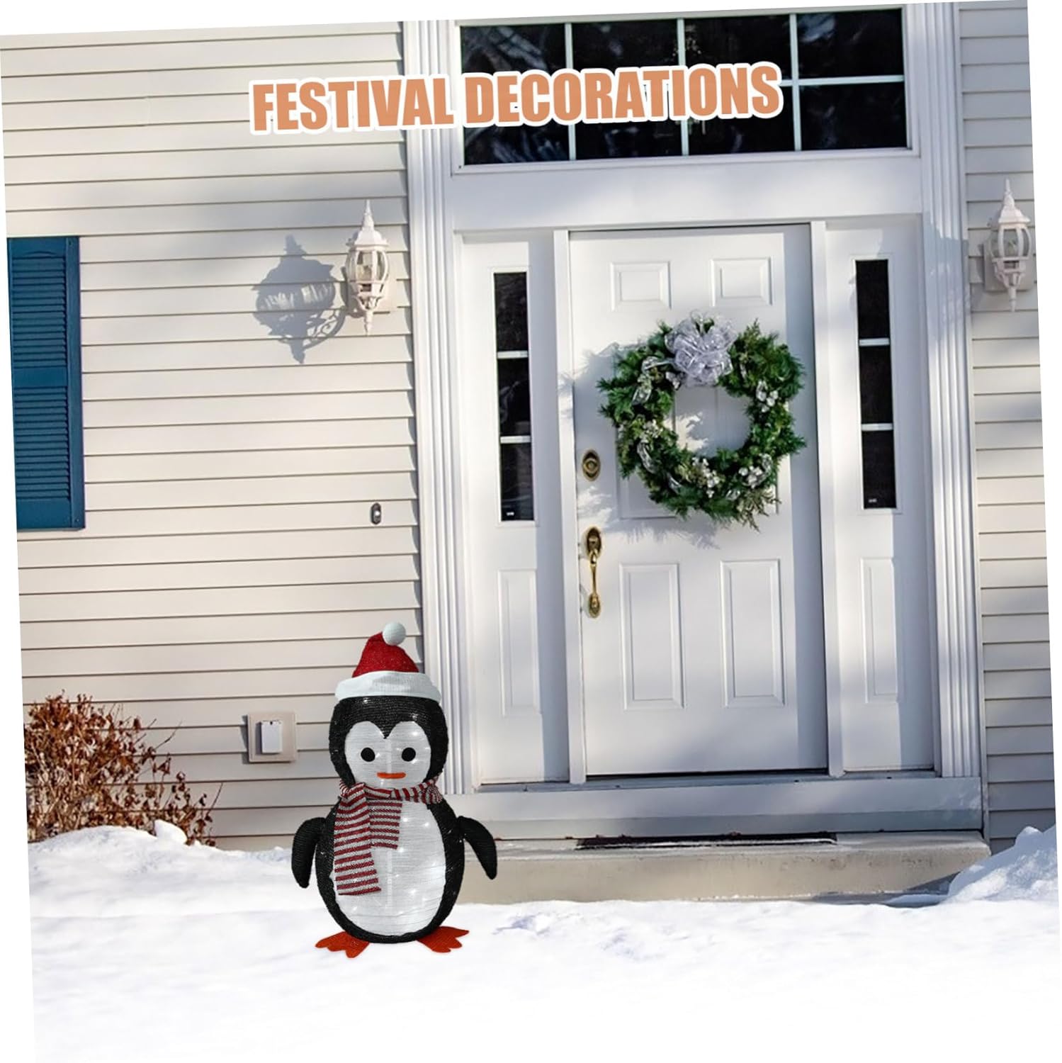 Alipis Lighted Penguin Lanterns Christmas Decorations Weather-Resistant Holiday Decor for Use Festive Penguin Patio Lights Seasonal Displays Party Favors