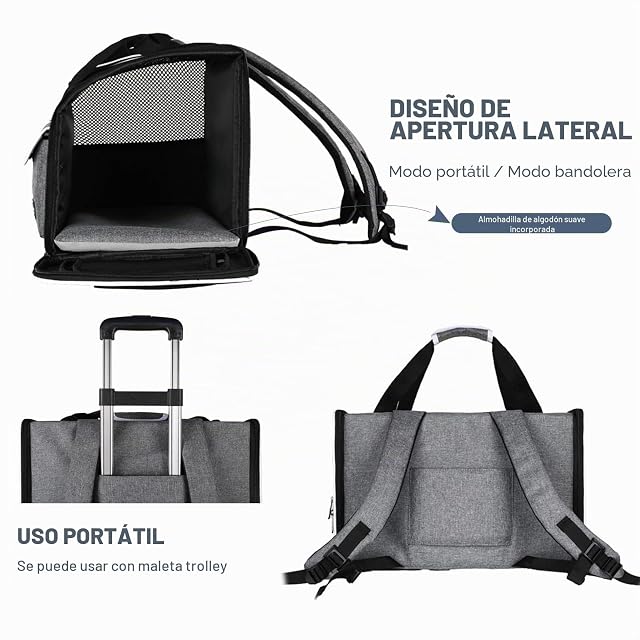 Foto 6 de 7 de PETCUTE - Mochila para Gatos y Perros, Plegable, con colchón extraíble, Transpirable, Mochila de Transporte…