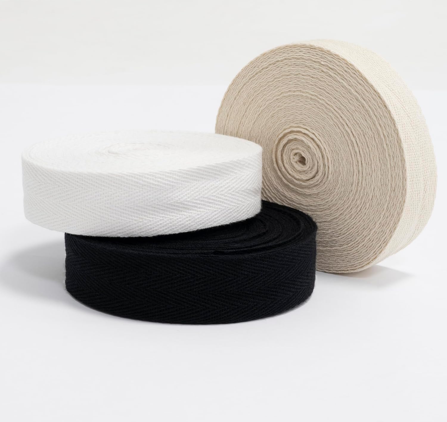 AERZETIX - C77593 - 9m x 25mm Herringbone Twill Tape - Cotton - White