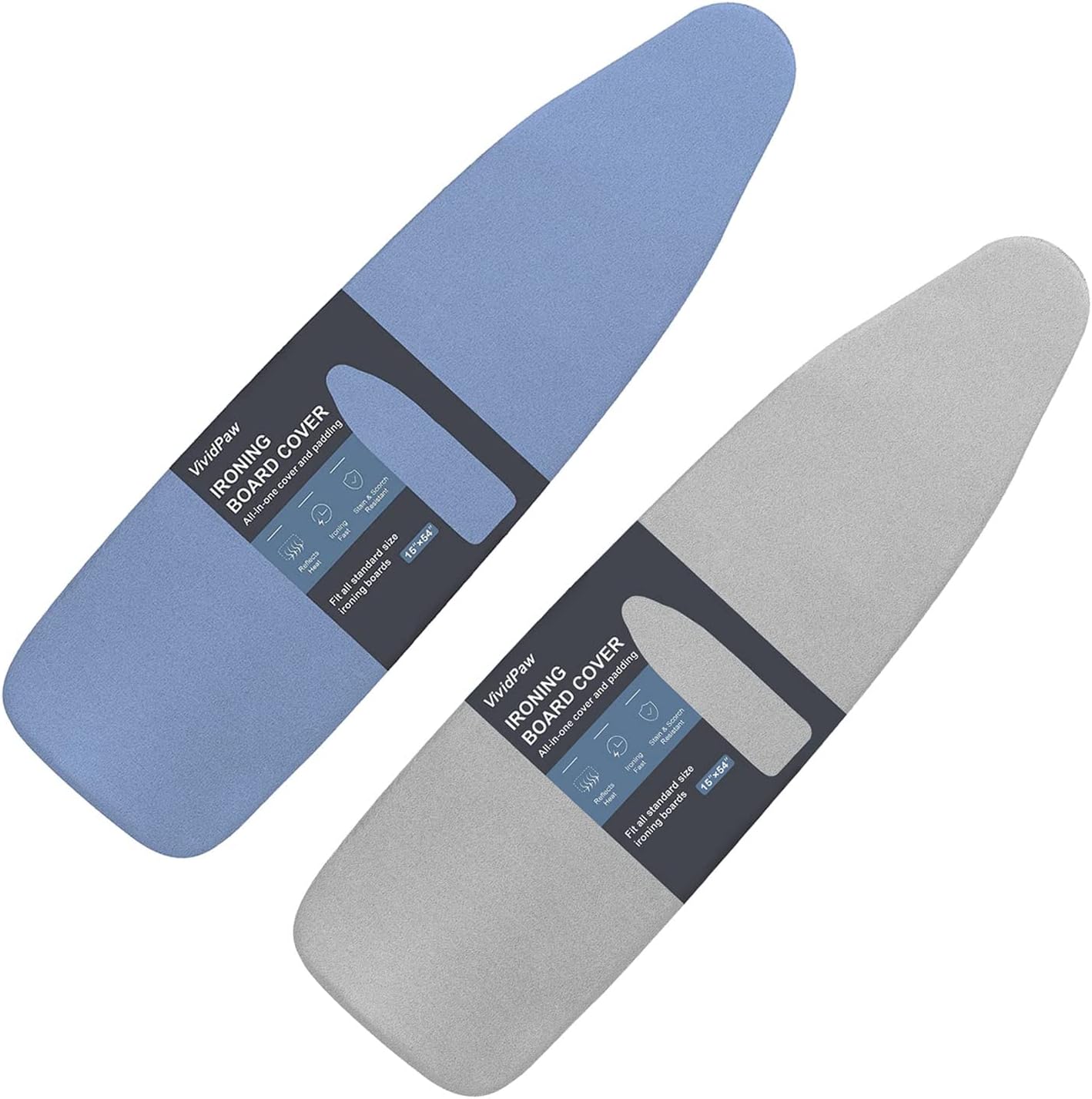 Ironing Board Cover and Pad Standard Size 15×54, Value Pack (Blue and Grey)