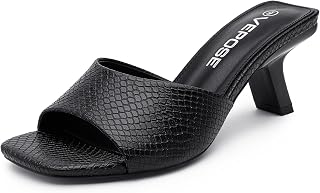 Vepose Women's Low Block Heel Sandals, Square Toe Slip On Mule Shoes