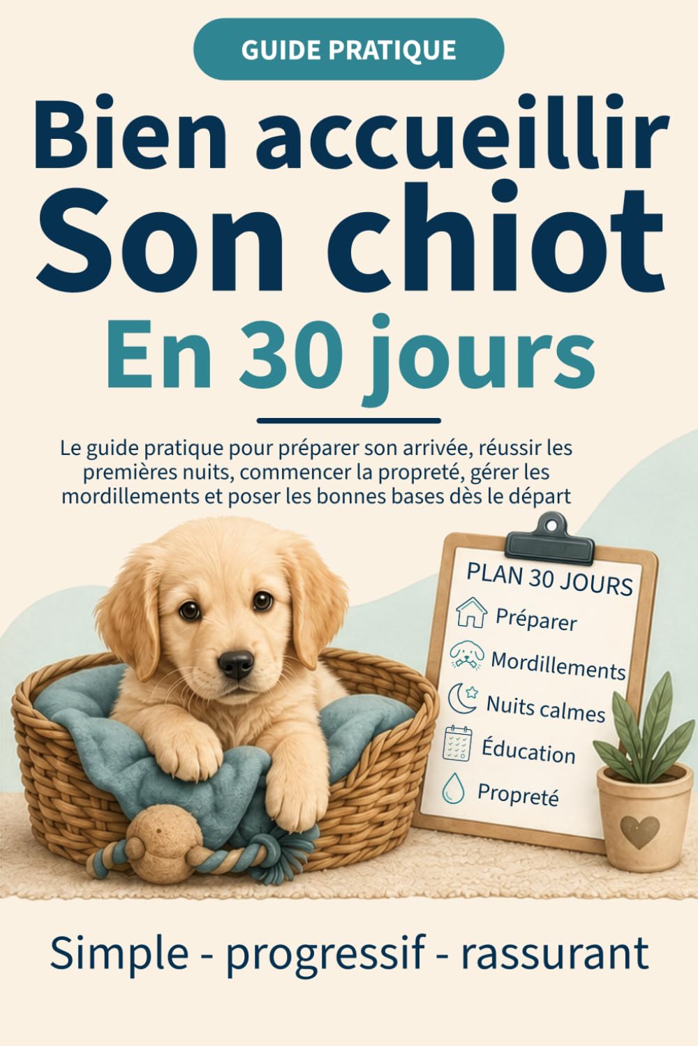 Bien accueillir son chiot en 30 jours: Le guide pratique pour préparer son arrivée, gérer les premières nuits, commencer la propreté, comprendre les mordillements et poser les bonnes bases