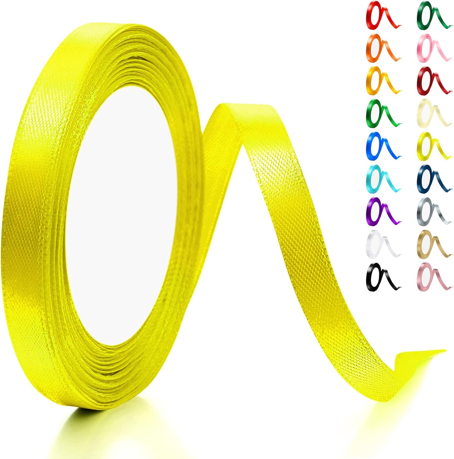 Artcut Ribbon, 10MM × 22M Yellow Ribbon, Ribbons for Crafting, Ribbons