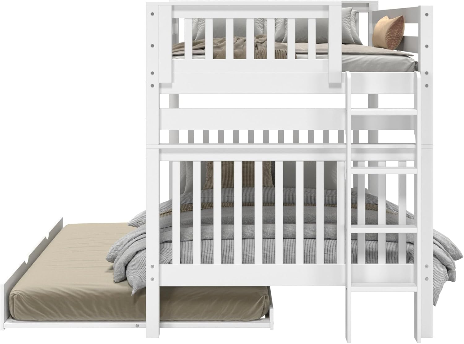 Bedz King Bunk Beds Full Over Full Mission Style (White, Full Over Full Full Trundle)